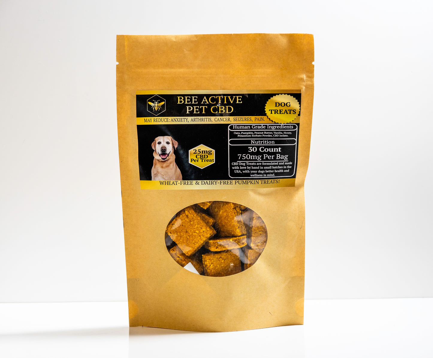 Bee Active CBD Dog Treats — Daily Wellness — Pumpkin and Peanut