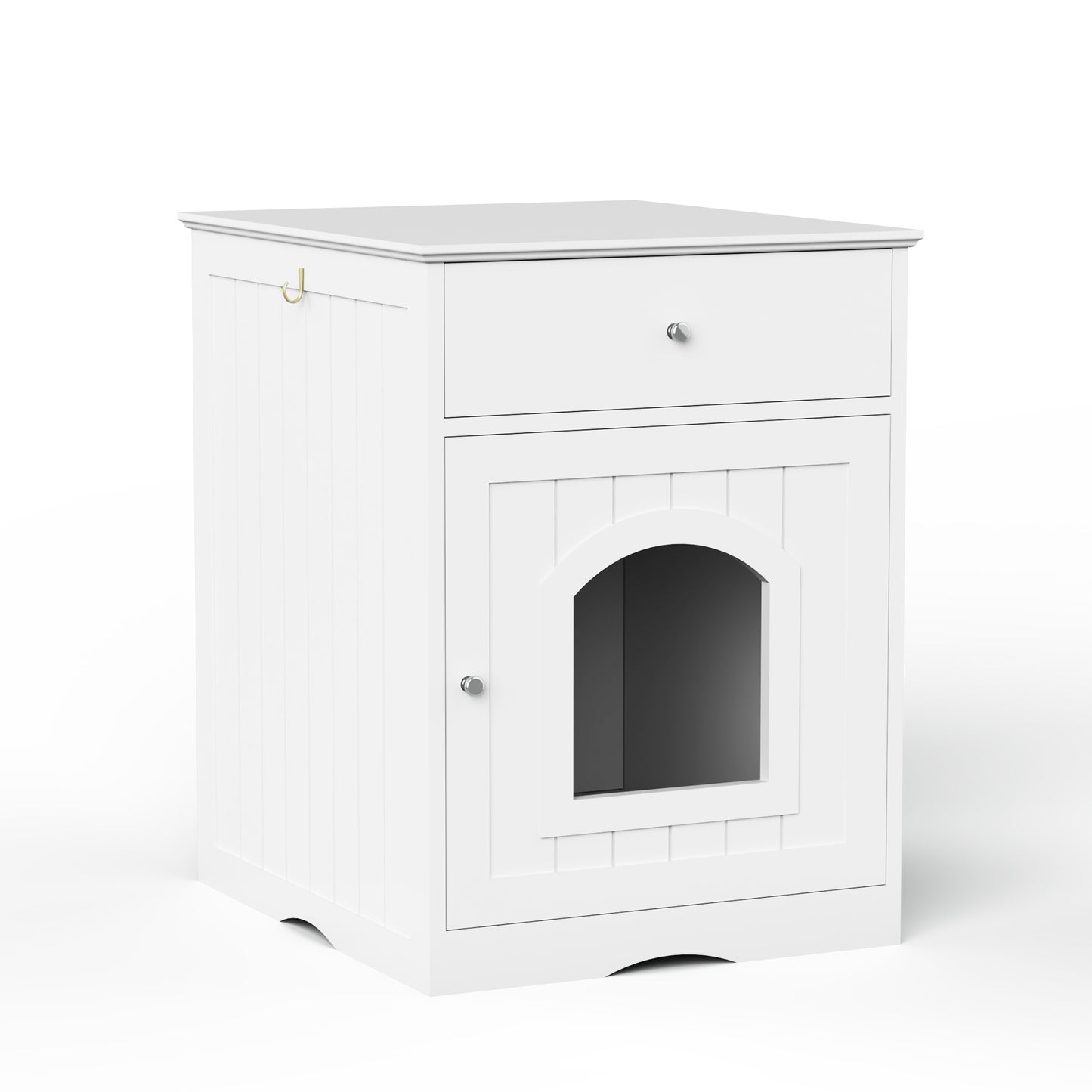 Wooden Pet House, Litter Box Fence With Drawers