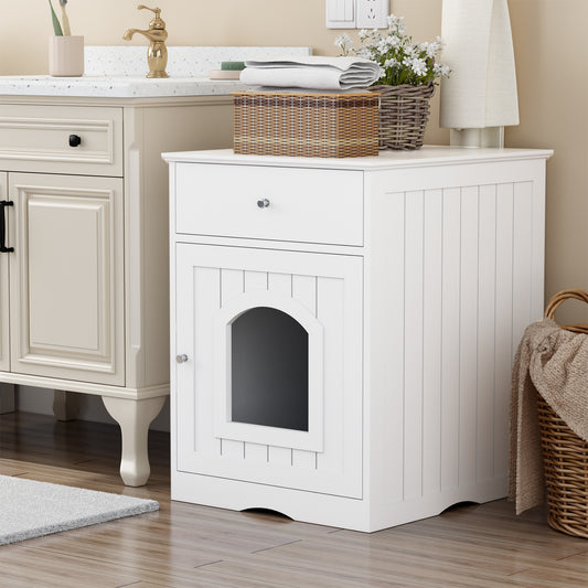 Wooden Pet House, Litter Box Fence With Drawers