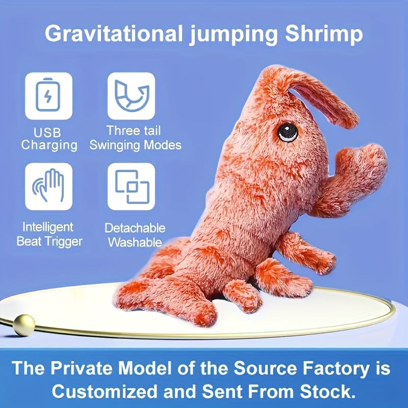 Pet Gravity Shrimp Plush Toy