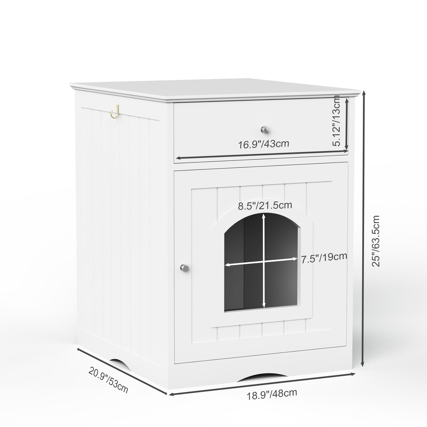 Wooden Pet House, Litter Box Fence With Drawers