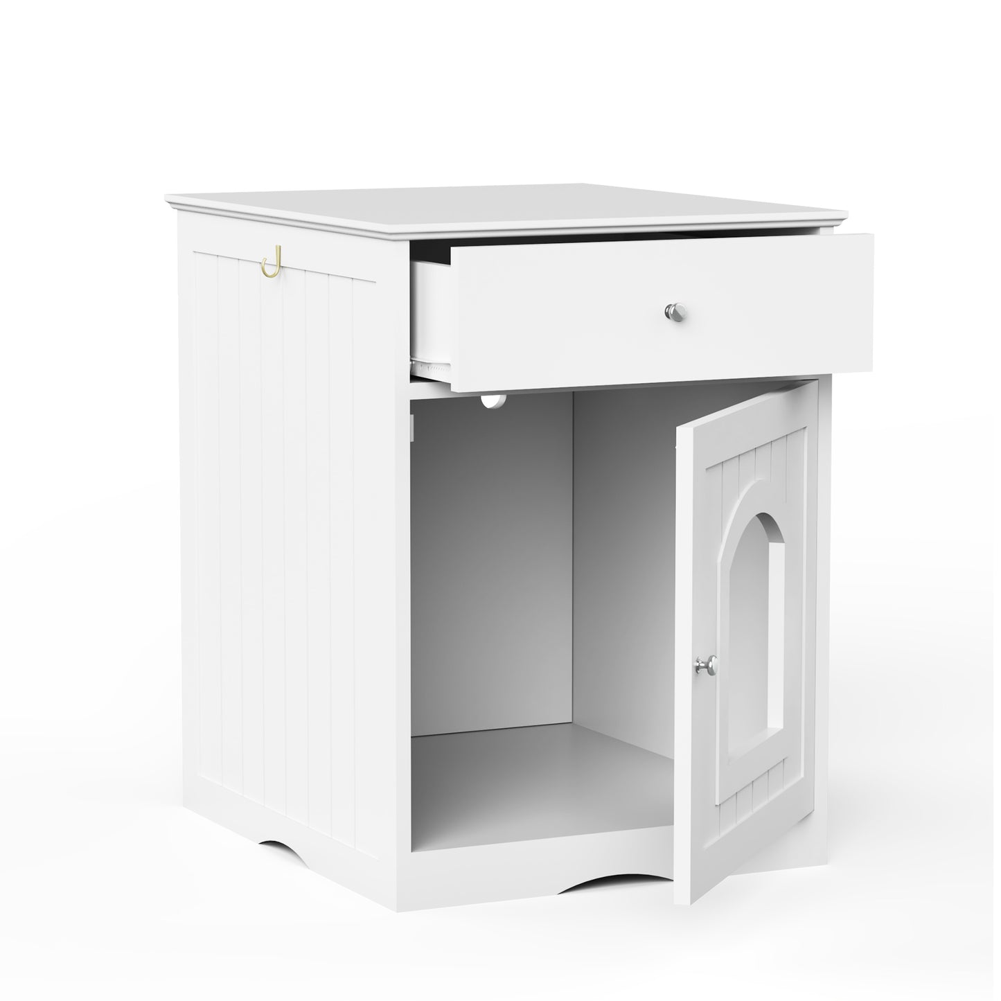Wooden Pet House, Litter Box Fence With Drawers